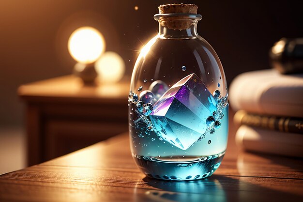 Delicate glass bottles natural light hd close up atmospheric wallpaper background illustration