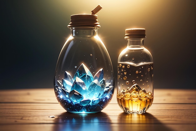 Фото Нежные стеклянные бутылки естественный свет hd крупным планом атмосферные обои фоновая иллюстрация