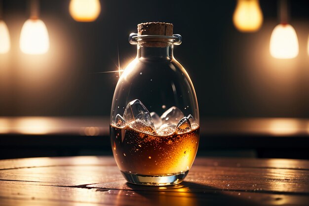 Foto delicate bottiglie di vetro con luce naturale hd da vicino su un'illustrazione suggestiva dello sfondo della carta da parati