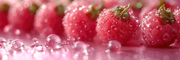 Delicate Glistening Fresh Raspberry Surface Background Image