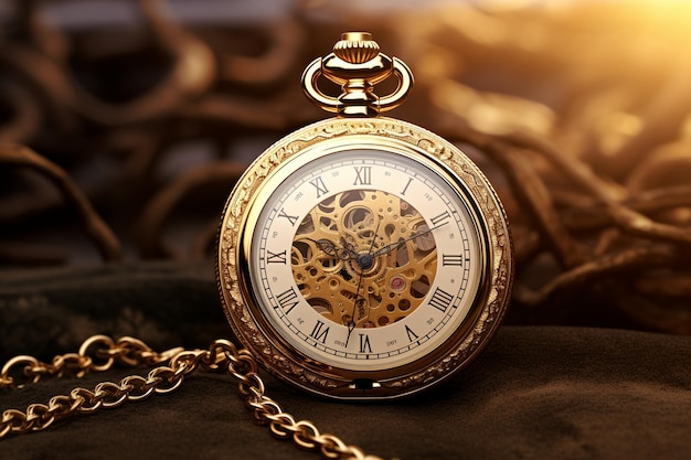 Delicate gold pattern on a classic pocket watch ma 00207 00