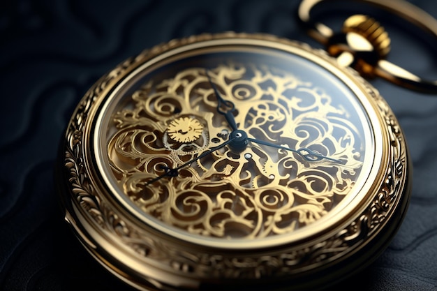 写真 クラシックな懐中時計に繊細なゴールドの模様をあしらったma 00206 01