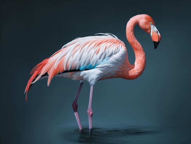The Delicate Grace of the Flamingo in Serene Waters