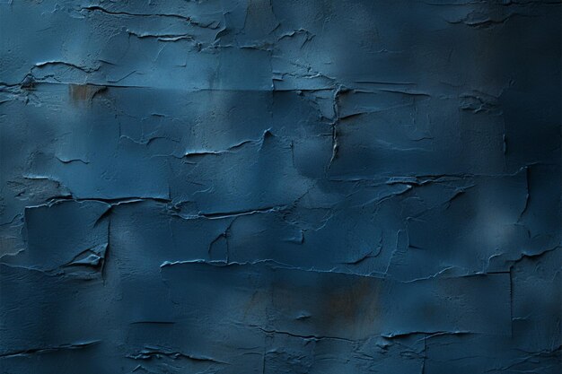 Delicate imprints on a denim blue plaster walls textured surface