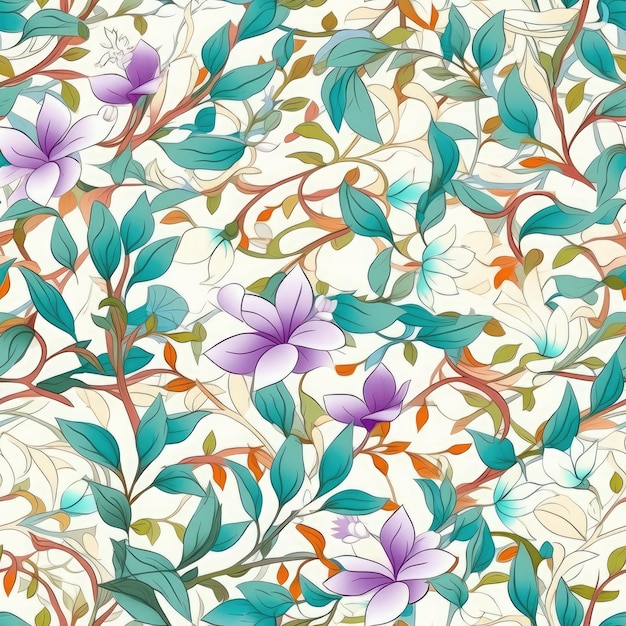 Photo delicate jasmine vines intertwined with geometric seamless pattern ai generated