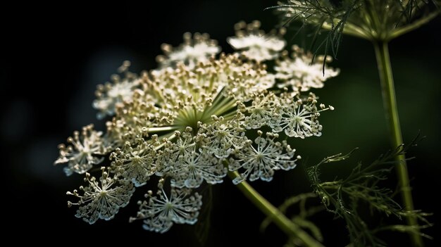 Delicate kanten textuur van een Queen Annes lace AI gegenereerd