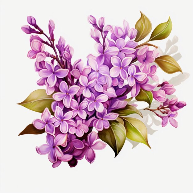 delicate lilac flowers on white background