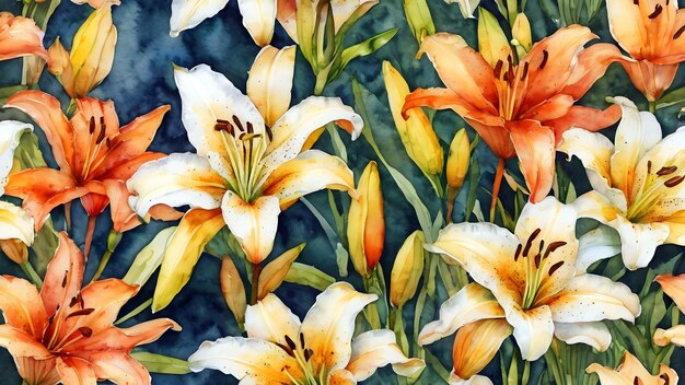 delicate lily flowers painted with watercolor paint watercolor floral background