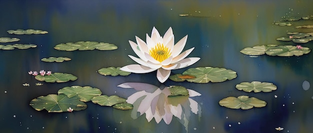 Delicate lotus flower in the pond generative ai