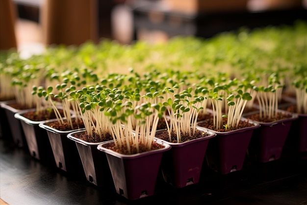 Delicate and nutrient rich microgreens a captivating display of vibrant colors and textures