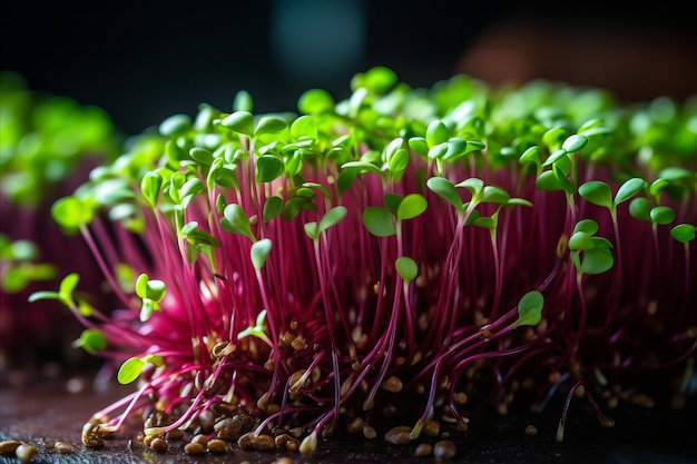 Photo delicate and nutrient rich microgreens a captivating display of vibrant colors and textures