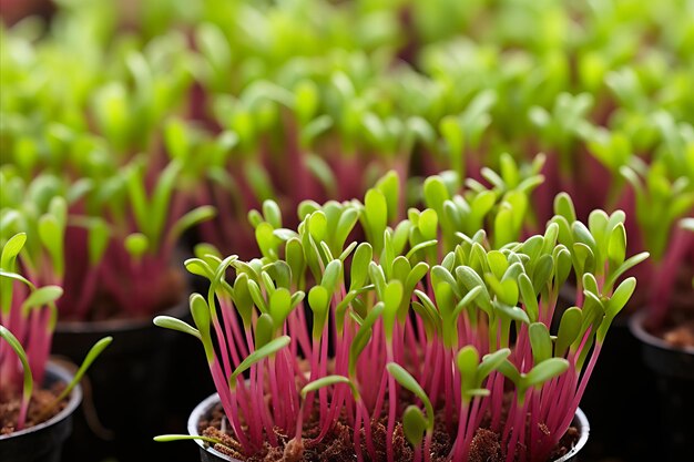 Delicate and nutrient rich microgreens a captivating display of vibrant colors and textures