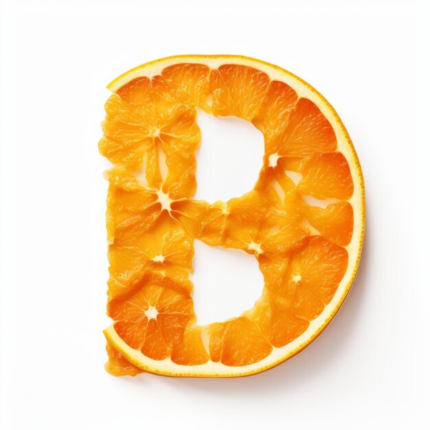 Photo delicate orange letter b commercial imagery with drugcore aesthetics