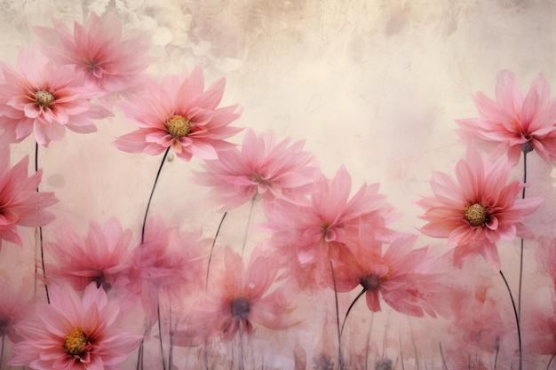 Delicate Pastel pink flowers in silk textile petal Generate Ai