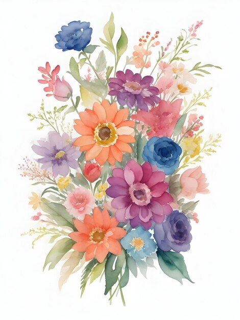 Нежный букет акварельных цветов в пастельных тонах, созданный Ай