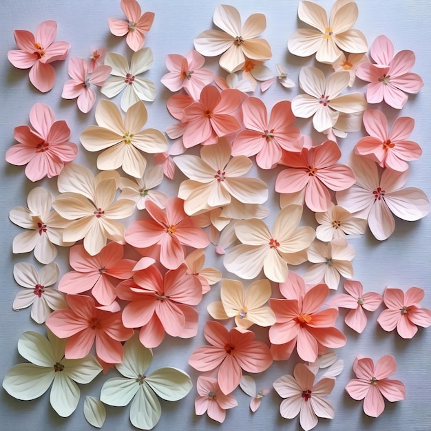 Delicate perzikpapier uitgerekte bloemen