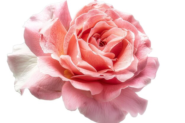 The delicate pink blooms of a rose isolated