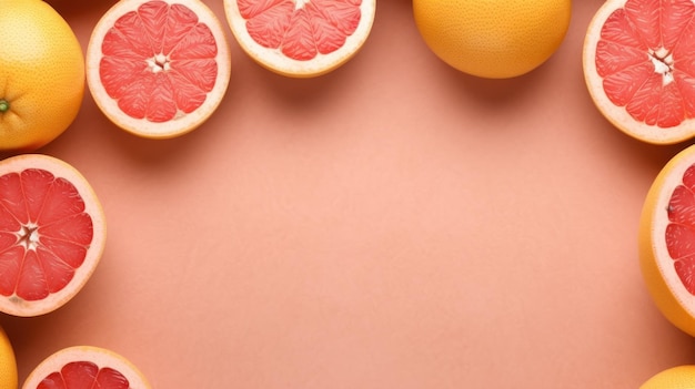 Delicate Pink Grapefruit Border AI Generated