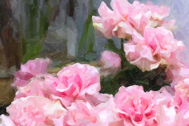 Delicate foto di rose rosa con effetto pittura ad olio