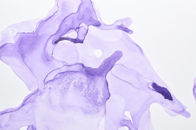 Delicate purple alcohol ink abstract background wavy stains of lilac watercolor paint