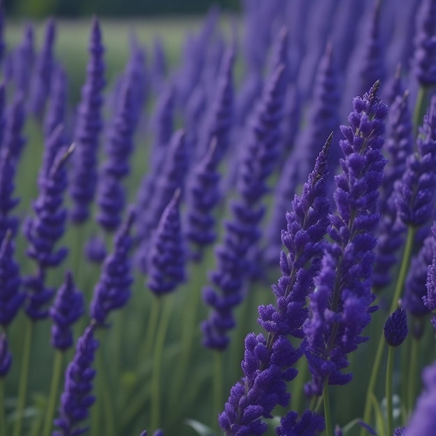  ⁇ い ラベンダー の 畑 の 中 で  ⁇ 細 な 紫 の 花