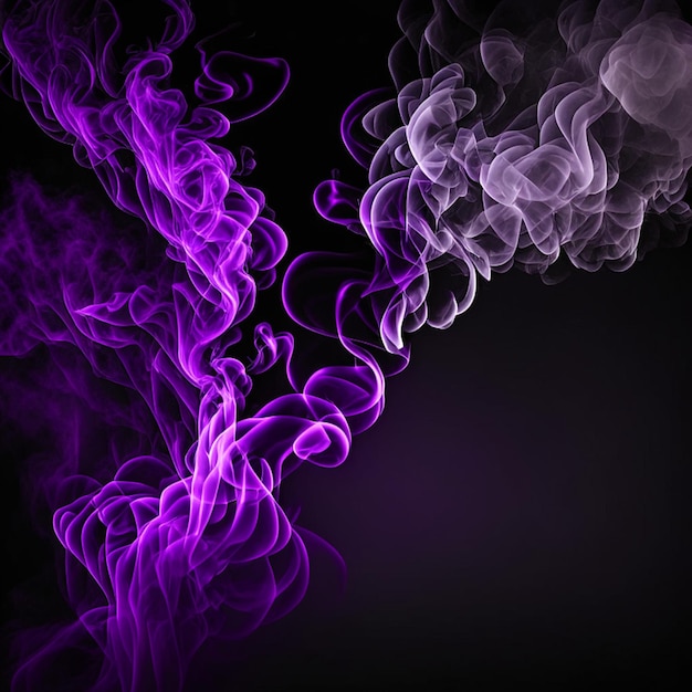 Delicate purple cigarette smoke movement on black backdrop