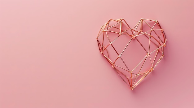 Delicate rose gold heart outline on a plain pink backdrop