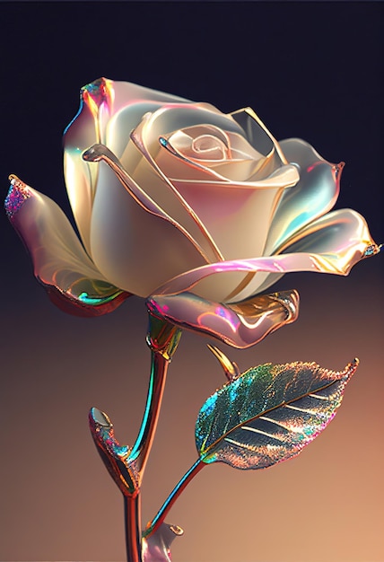 Delicate rose made of opal AI generated