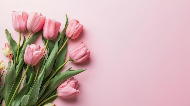 Delicate roze tulpen op een zachte roze achtergrond perfect voor Valentijnsdag