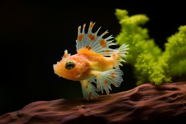 Photo delicate ruffe adorned with colors of river flora