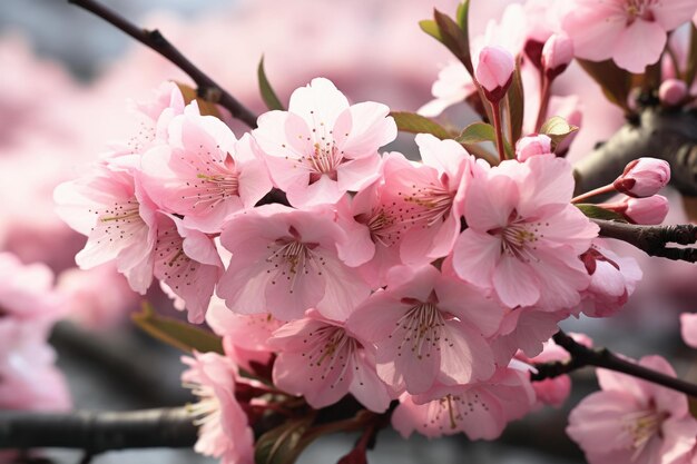 Photo delicate sakura branch pink blossom generate ai