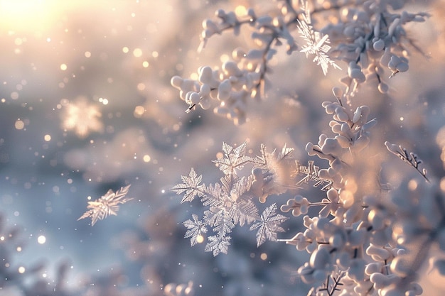 Delicate sneeuwvlokken vallen op ijskoude ochtenden.