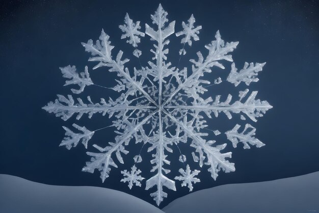 Нежный рисунок снежинки, деликатно нарисованный зимней ночью, созданный Ай