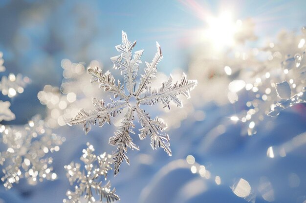 写真 柔らかい雪花が冬の日に落ちる