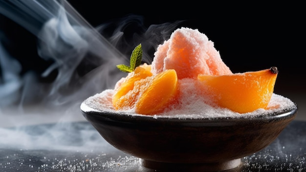 Delicate Sorbet With Powdered Sugar Dusting