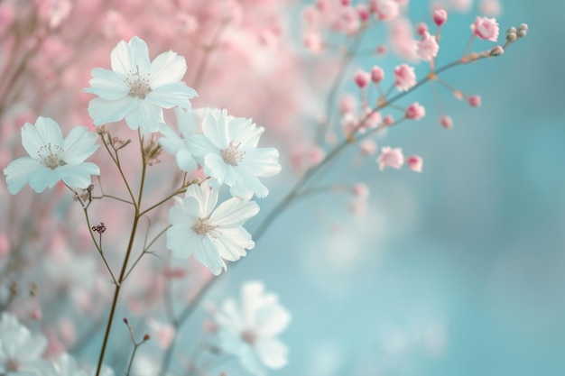 Delicate spring flowers on soft background