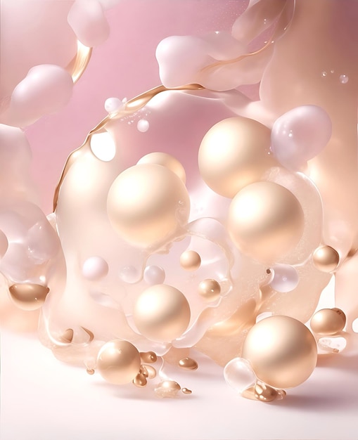 A delicate symphony of liquid bubbles dancing gracefully within luxurious formulations