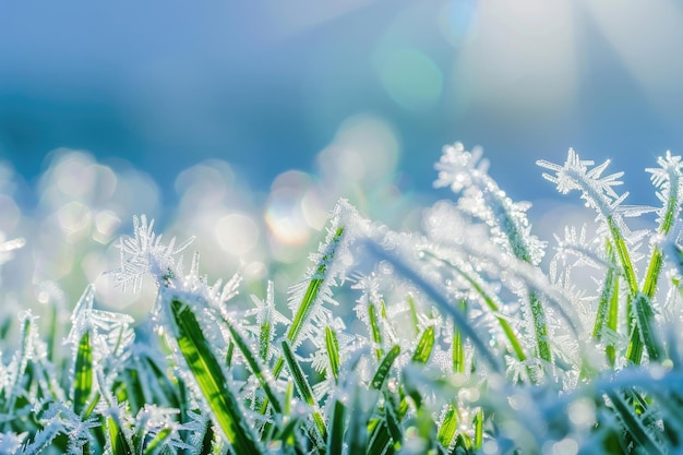 Delicate vorstkristallen sieren een voorjaarslandschap