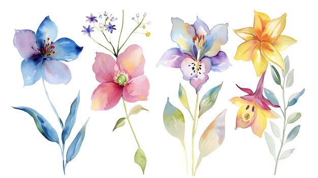 Photo delicate watercolor fairytale flora