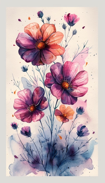 Photo delicate watercolor floral thank you card generative ai