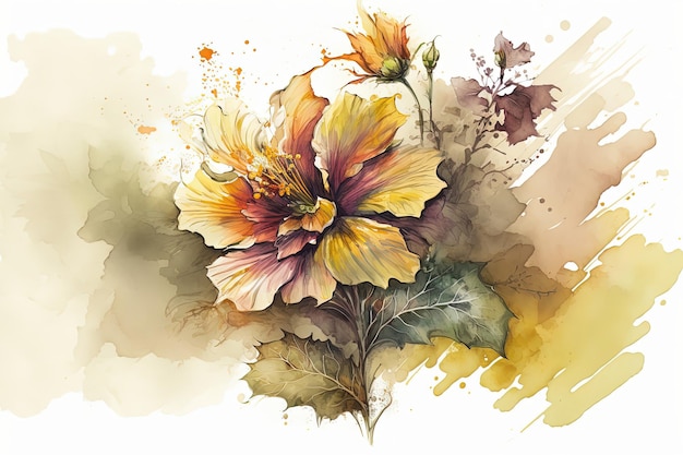 Delicate watercolor flower Luxurious background for postcards