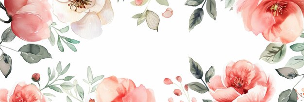 Photo delicate watercolor flowers on white generative ai