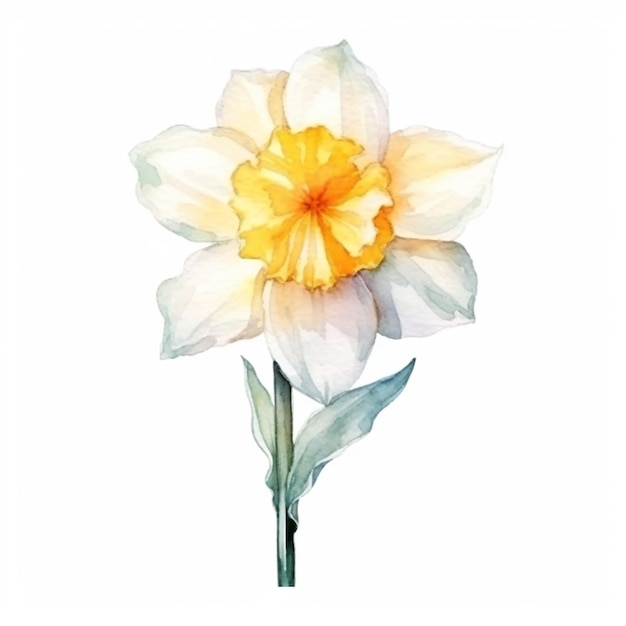 Delicate watercolor image of a daffodil