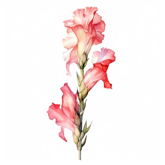 Delicate watercolor image of a gladiolus