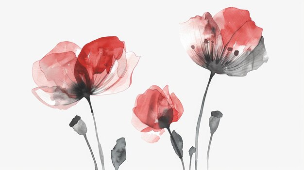 Delicate waterverf bloemen illustratie Generatieve AI