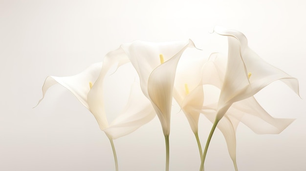 Delicate white calla lily on a white fabric