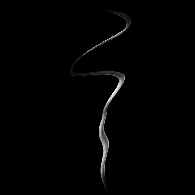 黒い背景に繊細な白いタバコの煙の波
