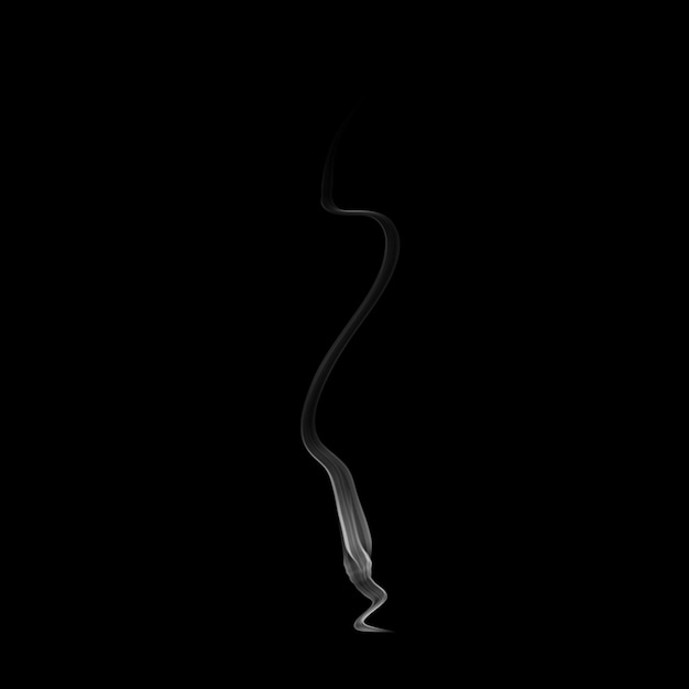 Delicate white cigarette smoke waves on black background