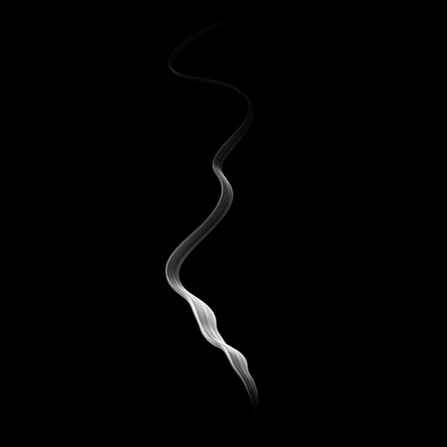 Delicate white cigarette smoke waves on black background