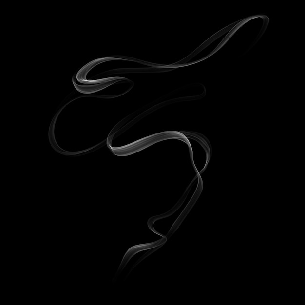 Delicate white cigarette smoke waves on black background